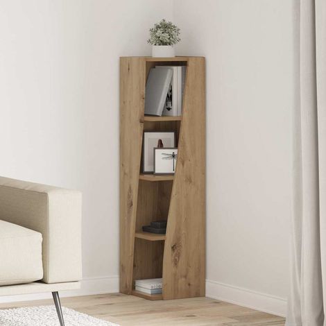 Vidaxl – Meuble d'angle en bois d'ingénierie 27.5 x 27 x 102 cm – Rangement pratique avec étagères – Finition mate moderne – Fixation murale incluse