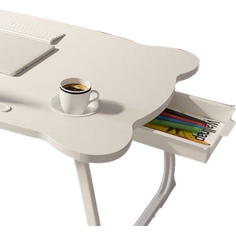 Table pliante de lit portable, plateau de petit-déjeuner mignon, support pour ordinateur portable, idéale pour la maison ou le dortoir, motif ours blanc, 60 x 40 x 28 cm / 23,6 x 15,7 x 11 pouces (1/5)