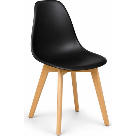 ORION91oficial® - Silla ARA Color NegroAsiento Polipropileno y Patas Haya (83x46x55 cm) Estilo Escandinavo, Comedor, Hostelería, Oficina, Salón, Teletrabajo, Cocina - spaziOrion91 - Unidad (1/5)