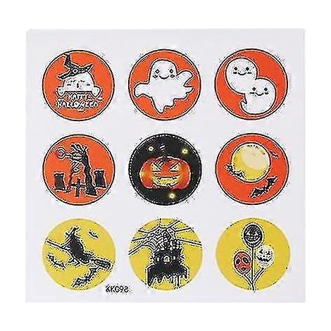 Pegatinas redondas autoadhesivas de Halloween con forma de calabaza, murciélago, calavera o araña para niños pequeños, ideales para fiestas de Halloween y para pedir dulces. (1/5)
