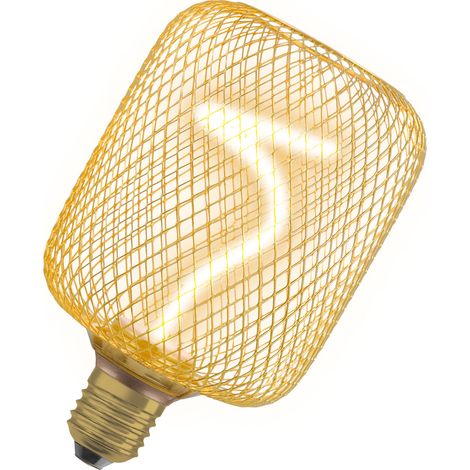 OSRAM DECOR à filament spiralé, verre transparent doré sans plomb, 3,5 W, blanc chaud cosy 818, 170lm/1800K, pas de vis E27, dimmable, diamètre 100 mm.
