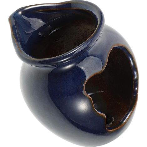 Pot Fontaine Décorative en Céramique Bleu, Petit Modèle A, Cascade D’Eau Naturelle pour Jardin et Intérieur, Bocal Fontaine Écologique sans Pompe, Accessoire pour Bassin (1/5)