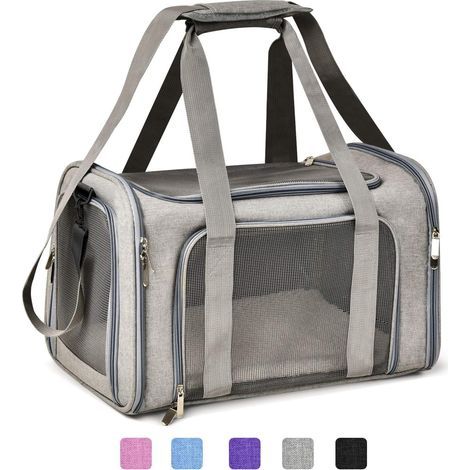 Soft and foldable carrier bag for large dogs and cats, puppies up to 11 kg (25 lbs), grey. (1/5)