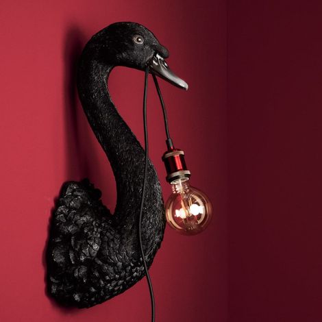 LAMPADA DA MURO CIGNO PETRA 23X23X57,5 NERO (1/5)