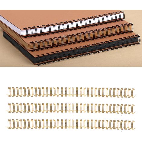 100 Blatt A4-Papier zum Binden, Rückendurchmesser 14,3 mm, 34 Zähne, Verhältnis 3:1, Nylonbeschichtung, YO Doppelring-Eisenbinderinge für lose Blätter, Bindekapazität von 120 Blatt, Goldfinish. (1/5)
