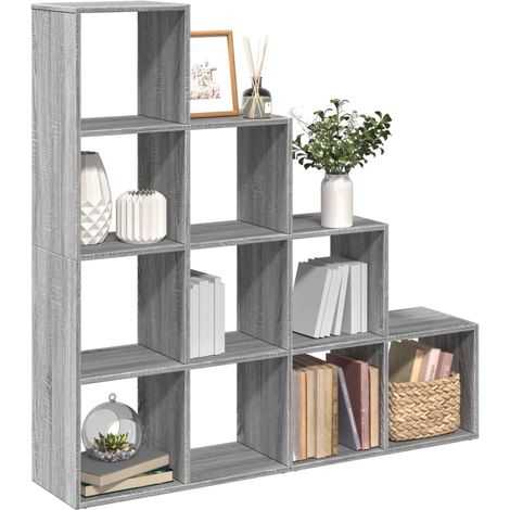 Raumteiler-Bücherregal 4 Stufen Grau Sonoma 131,5x29x131,5 cm