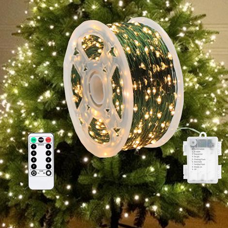 Guirlande LED lumineuse pour Sapin de Noël, éclairage Extérieur à Pile, Décoration de Noël avec 100/200/300/400 LED pour Fête de Noël, Jardin, Cour, Terrasse, Décorations de Mariage (blanc chaud, 20m) (1/5)
