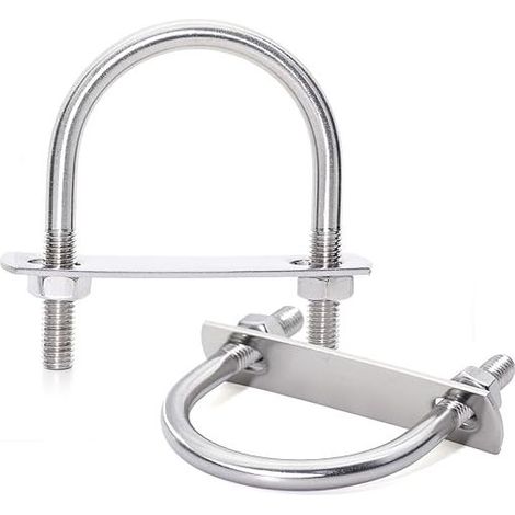 M8 Boulons en U 33mm Innenbreite, Bride de Fixation, Ronds U Bolts avec Écrou Plaques Rondelle, Convient pour la fixation de tuyaux M8 x 33mm 2 Ensembles (1/5)