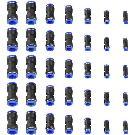 SABIR 35pcs Connecteur Droit Pneumatique Raccords Rapides de Tube OD 4/6/8/10/12/14 / 16mm Connecter Raccord de Tube (1/5)