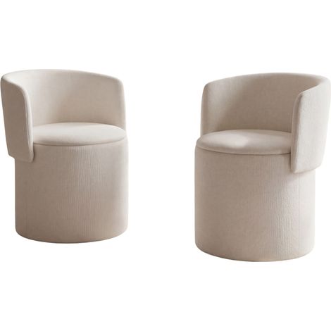 Wahson Set di 2 Sedie da Pranzo con Schienale Pieghevole Sedie Imbottite in Ciniglia con Contenitore Nascosto per Soggiorno, Bianca
