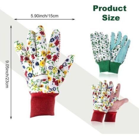 Gartenhandschuhe für Damen, zwei Paar wunderschön bedruckte Gartenhandschuhe, rutschfeste Handschuhe zum Pflanzen, Beschneiden oder für Hausarbeiten (1/3)