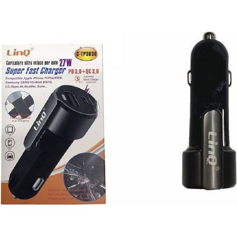 Trade Shop - KFZ-LADEGERÄT-ADAPTER SCHNELLLADEGERÄT PD+QC3.0 SUPERSCHNELL 27W C-TP3036 - (1/2)