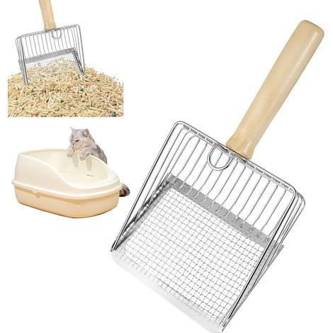 Pelle métal profonde, trous 7 mm, idéale litière agglomérante (1/4)