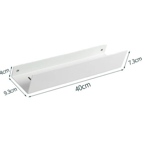 Étagère de rangement murale noire (40 cm, blanche) pour salle de bain et cuisine, avec accessoires de rangement. (1/5)