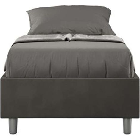 Letto singolo con rete imbottito 80x190 microfibra grigio Azelia (1/4)