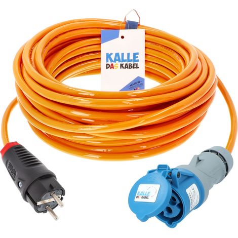 Kalle Adapterkabel Schuko 2,5mm² auf CEE 230V Extreme Signal Orange IP44 10 Meter