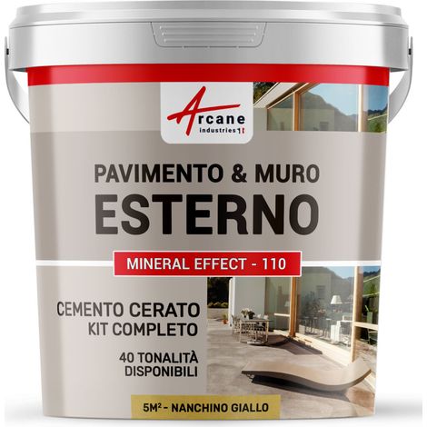 Microcemento per esterni: pavimenti, muri, terrazze, balconi, scale - 5 m² (in 2 strati) Nankin Giallo - ARCANE INDUSTRIES