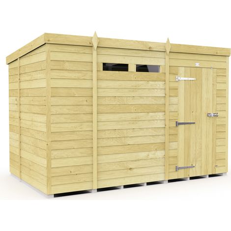 10 x 7 Feet Pent Security Shed - Single Door - Wood - L214 x W302 x H201 cm