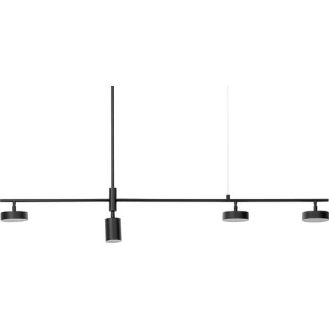 Lámpara de techo LED de metal negro 69 cm 4 luces riel moderno comedor Foyle