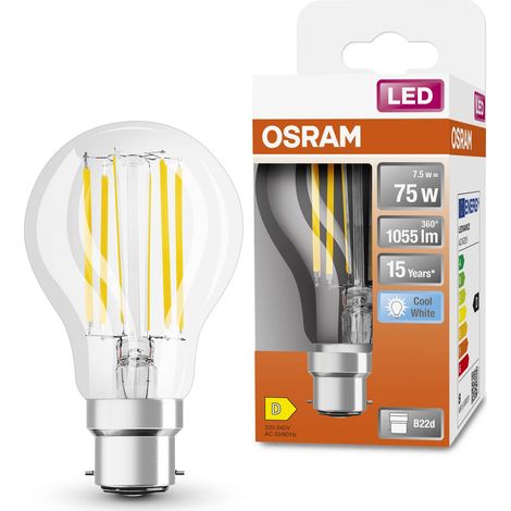 LED Star ampoule LED à filament clair, culot B22d, blanc froid (4000K), forme d'ampoule, jeu de remplacement pour les ampoules conventionnelles 75W, 1-pack (1/5)