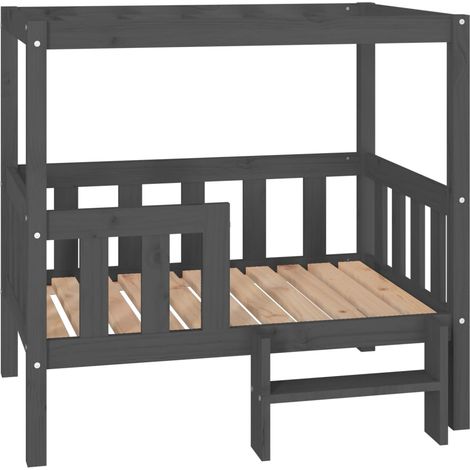 Dog Bed  Grey  Solid Pine Wood  Large  Durable  Dog Bed vidaXL (1/5)