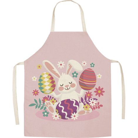 Tablier De Cuisine - Polyester Imprimé Thème Pâques - Pour Adulte - Usage Multifonctionnel En Intérieur Et En Extérieur - 65 x 75 cm - 1 Pièce (1/5)