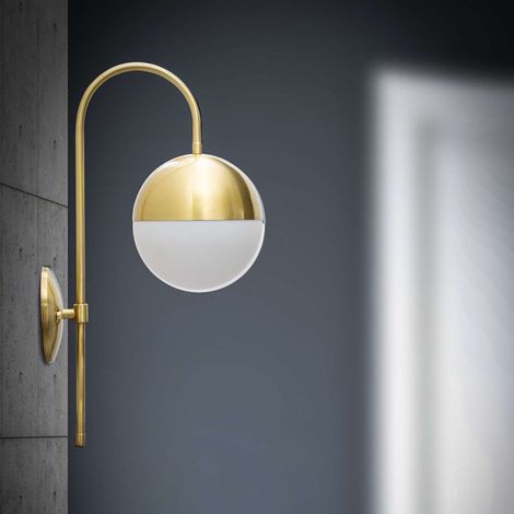 Lámpara de Pared Haines, Requiere 1 Bombilla, Base E14, Interior, Oro (1/5)