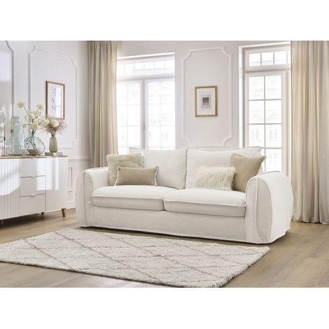BOBOCHIC - Canapé droit convertible ARCHIMEDE ouverture express déhoussable 140x194 Beige (1/5)
