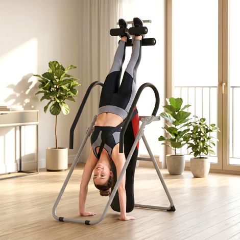Table d'inversion pliable avec sangle de cheville réglable et ceinture de sécurité antidérapante