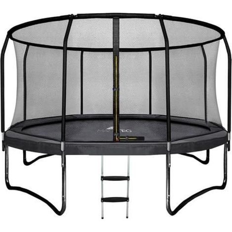 Trampoline - 305 cm - avec filet et échelle - jusqu'à 150 kg - noir (1/5)