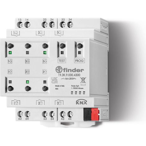 Actionneur KNX 3 contacts 16A pour volets roulants alimentation par le bus FINDER 193K90304300PAS
