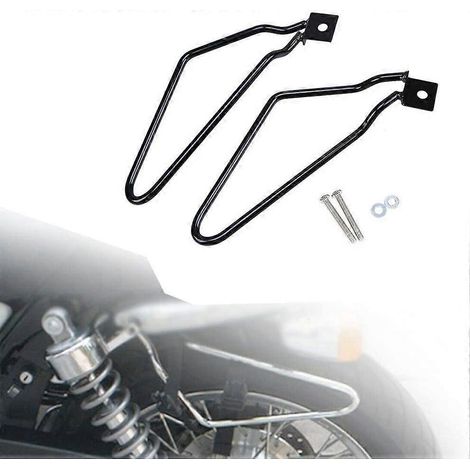 Supports de sacoches de moto pour Harley Sportster XL883N Dyna Fat Bob FXDF Yamaha Kawasaki etc. Trou de 12 mm, noir. (1/2)