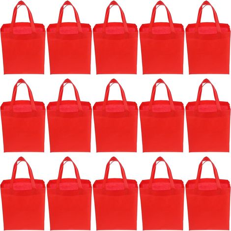 Sacs de courses INOOMP en tissu non tissé , grand format , lot 30 , rouges , avec poignée transport (1/5)