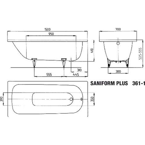 KALDEWEI 111600011001 BW SANIFORM PLUS Mod.361-1, 1500 x