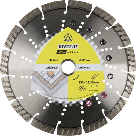 Klingspor 334047 DT 612 UT Supra Disco diamantato Diametro 230 mm Ø foro 22.23 mm Materiali da cantiere, Calcestruzzo,