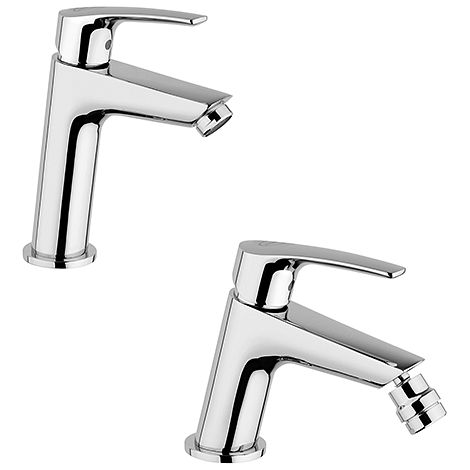 Set Rubinetti Jacuzzi per lavabo e bidet senza scarico serie Lucente cromato (1/5)