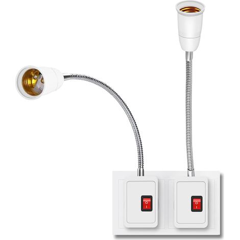 2 Pièces Porte E27 LED avec Interrupteur, Support De Lampe Convertisseur, Douille E27, Prise Murale, Lampe de Lecture pour Chambre Bureau
