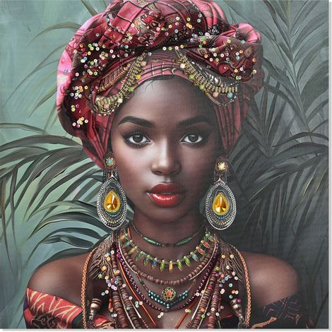 Dipinto su tela raffigurante una donna africana, decorazione da parete per casa, soggiorno, ufficio, regalo originale (1/4)
