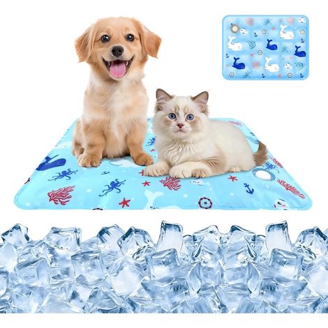 Tapis Rafraîchissant pour Petit Chien et Chat, Coussin de Refroidissement à Eau avec Effet Gel, Anti-Chaleur Été, Imperméable, Facile à Nettoyer (1/5)