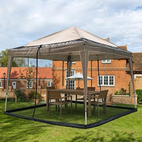 Moustiquaire de tonnelle - 3 x 3 m - Réglable - Avec 2 fermetures éclair et pied à remplir d'eau - Pour jardin, terrasse, camping, plage (1/5)