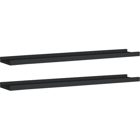 INLIFE Étagères à rebord pour cadre photo 2 pcs Noir 80x9x3 cm MDF (1/5)