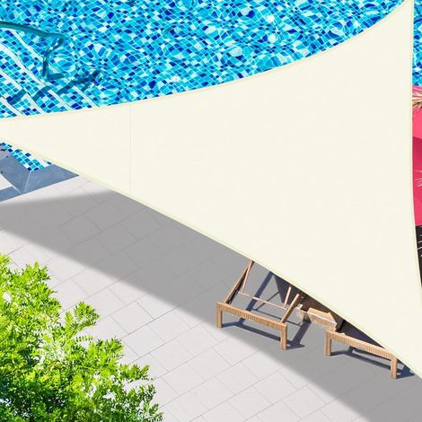 Voile ombrage, Toile Ombrage Imperméable, Toile d'ombrage Respirant 95% Protection Rayons UV pour Jardin, Terrasse, Extérieur,Beige, Triangulaire 3 3 3m (1/5)