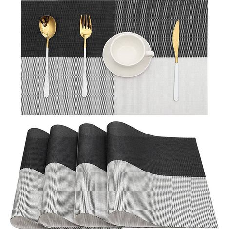 wasserdichte, rutschfeste PVC-Tischsets mit schwarz-weißem Karomuster, leicht zu reinigen, ideal für Hotels (1/5)