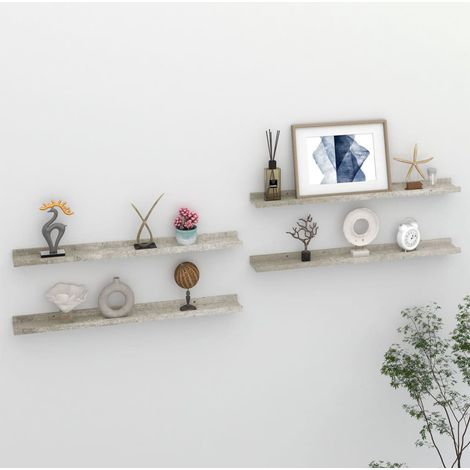 Étagères murales 4 pcs Gris béton 80x9x3 (1/5)