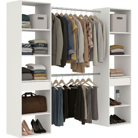Mueble vestidor abierto Cloe en color Blanco Mate 200x200x50 cm