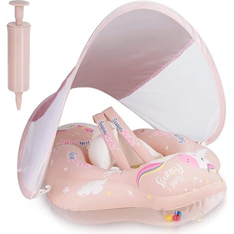 Bouée Baby Buoy, bouée de natation pour bébé avec pare-soleil amovible, bouée gonflable pour enfants, rose