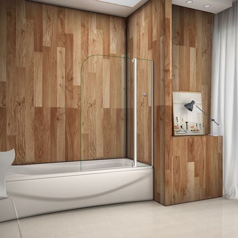 Sopravasca 2 Ante Con Barra Stabilizzatrice Vetro Temperato 4 mm Trasparente Telaio Con Processo di Elettroforesi Argento Opaco 100x140cm