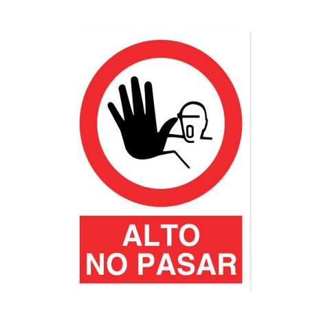 Señal de Alto, no pasar (texto y pictograma) Poliestireno 210X148