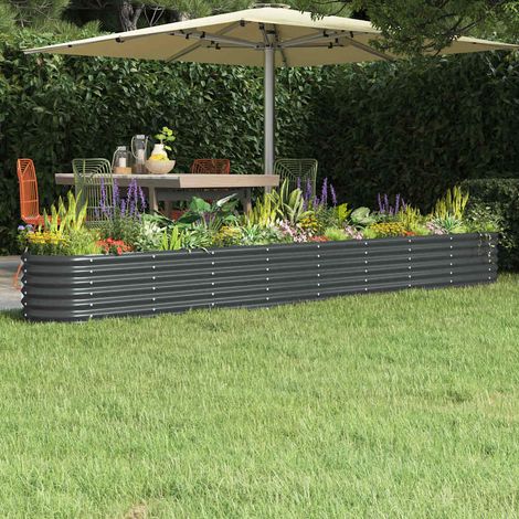 Lit surélevé de jardin-Jardinière surélevée-Bac de jardin surélevé Acier galvanisé Anthracite 842252 (1/5)