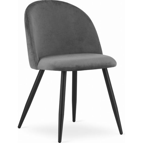Sedia di design Bello in velluto grigio scuro e gambe nere (1/5)